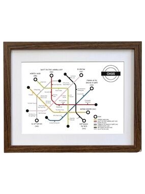 Oasis Album Tube Map Art Print Albums Songs British Band Noel Liam